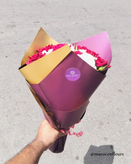 Bouquet rouge & blanc – vue du dessus